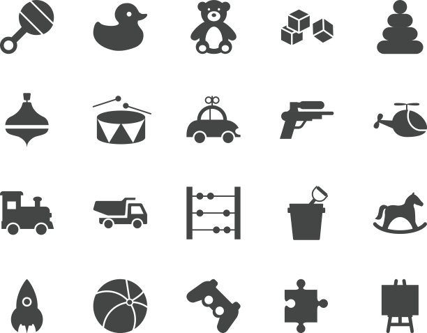 玩具剪影图标集图片下载