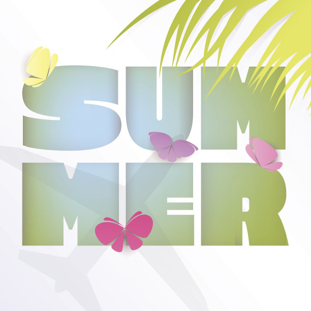 剪纸夏日背景图片下载