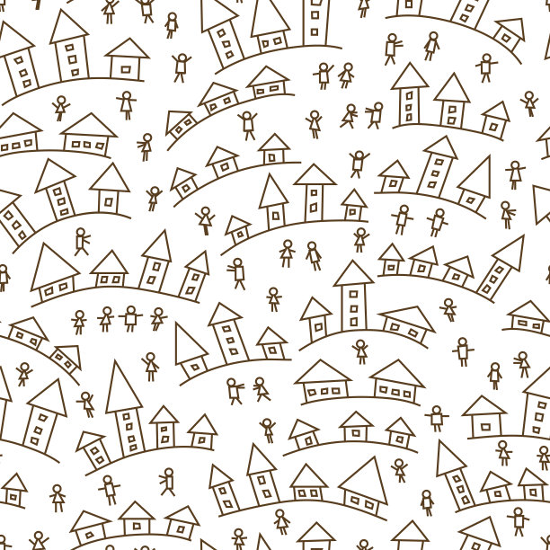 卡通小镇无缝模式。房屋。国人民图片下载