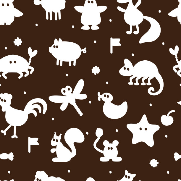 无缝模式与不同的卡通动物剪影。孩子壁纸。儿童彩色背景图片下载