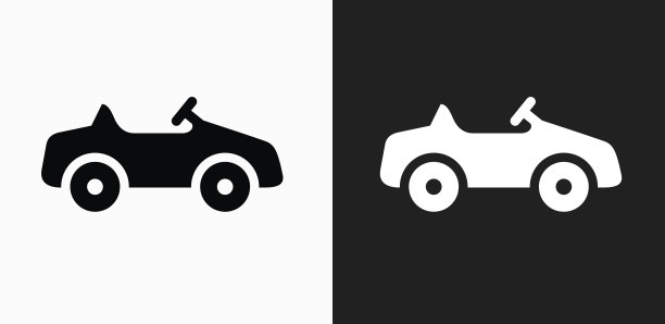 玩具车图标上的黑色和白色矢量背景图片下载