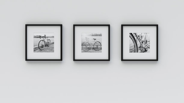相框在墙上- pic自行车(3d渲染)图片下载
