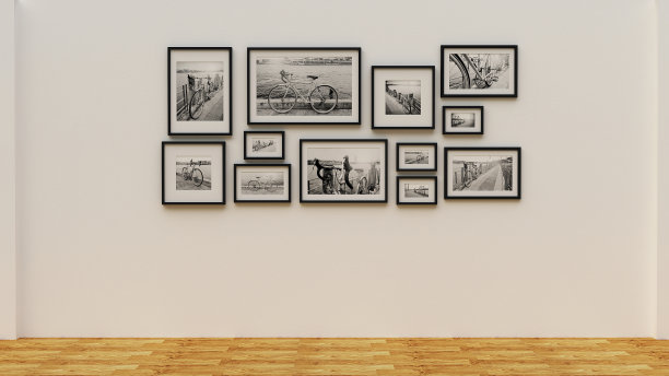 相框在墙上- pic自行车(3d渲染)图片下载