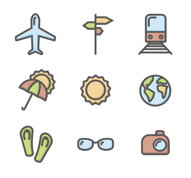 暑期彩色图标集01图片下载