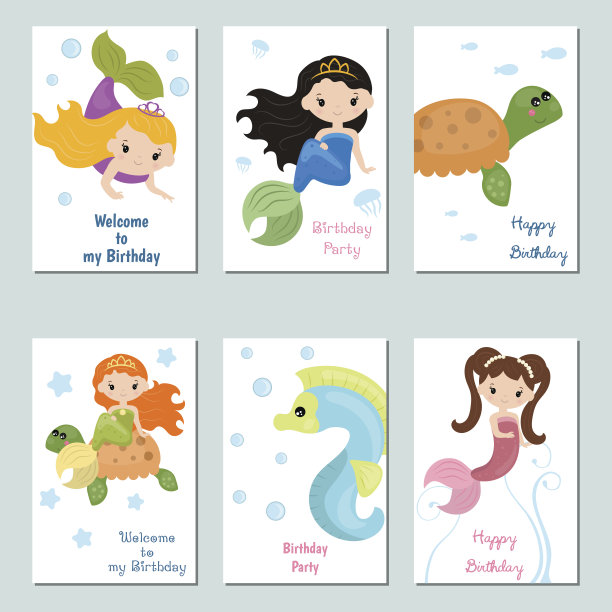 收集可爱的生日卡片。图片下载