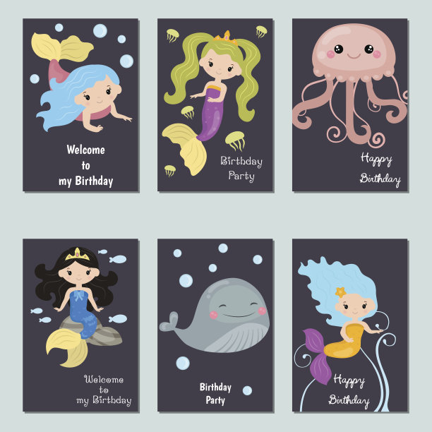 收集可爱的生日卡片。图片下载