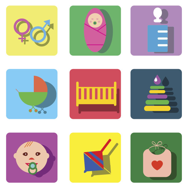 完美详细的婴儿图标制作矢量图片下载