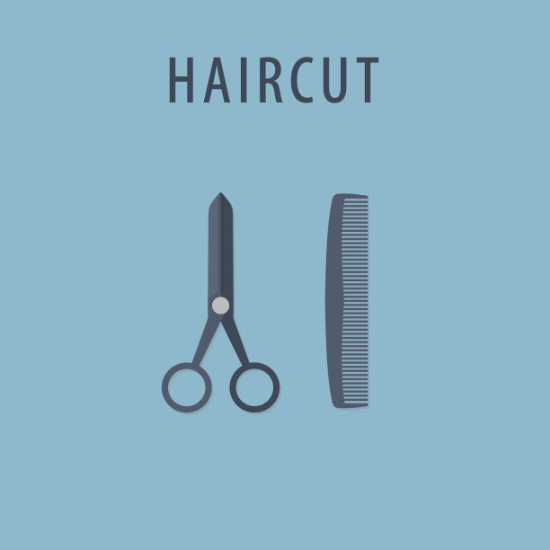 发型说明。扁平剪刀和梳子图片下载