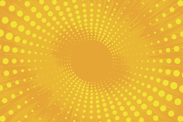 黄色边舱口与半色调效果。复古波普艺术复古矢量插图图片下载