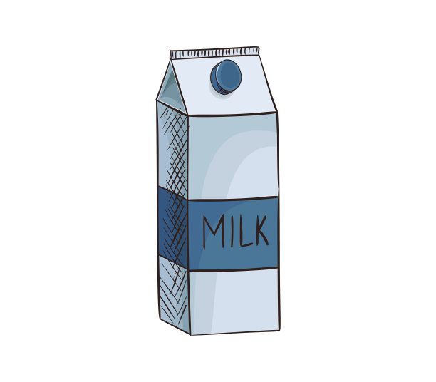 牛奶纸板盒矢量图标孤立，手绘素描的自然饮料在容器，菜单模板，健康饮食信息图，贴纸，传单，包装图片下载