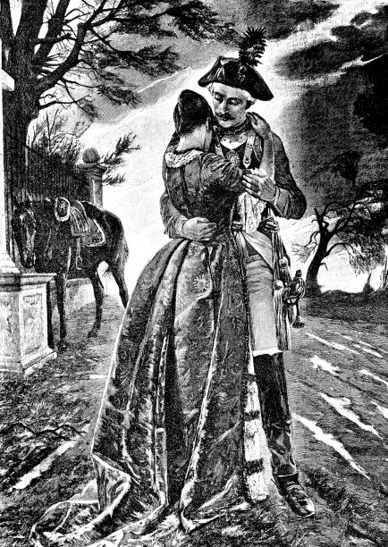 士兵拥抱他的妻子，向他心爱的女人告别图片下载