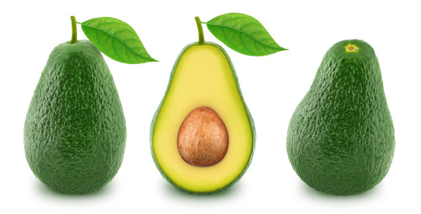 一套绿色的牛油果孤立在一个白色图片下载