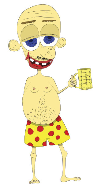 喝啤酒的卡通男人图片下载