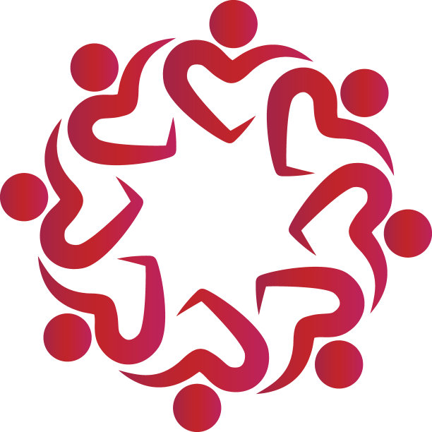 团队爱心人在一个拥抱图标形象矢量图片下载