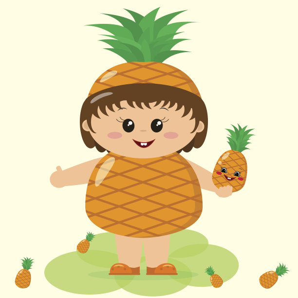 穿着菠萝服装的宝宝。图片下载