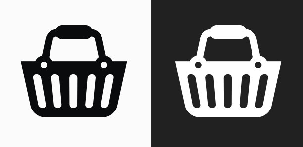 购物车图标上的黑色和白色矢量背景图片下载