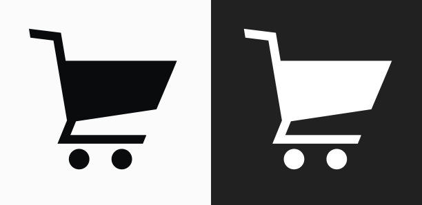 购物车图标上的黑色和白色矢量背景图片下载