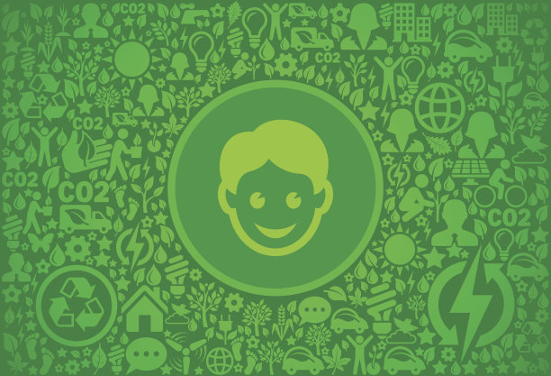 男孩环境绿色矢量图标模式图片下载