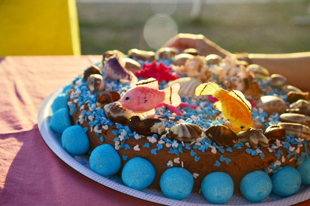 海洋生物主题生日蛋糕图片下载