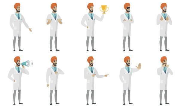 穆斯林医生矢量插图集图片下载