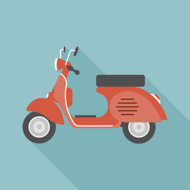 红色复古摩托车矢量插图交付图标图片下载