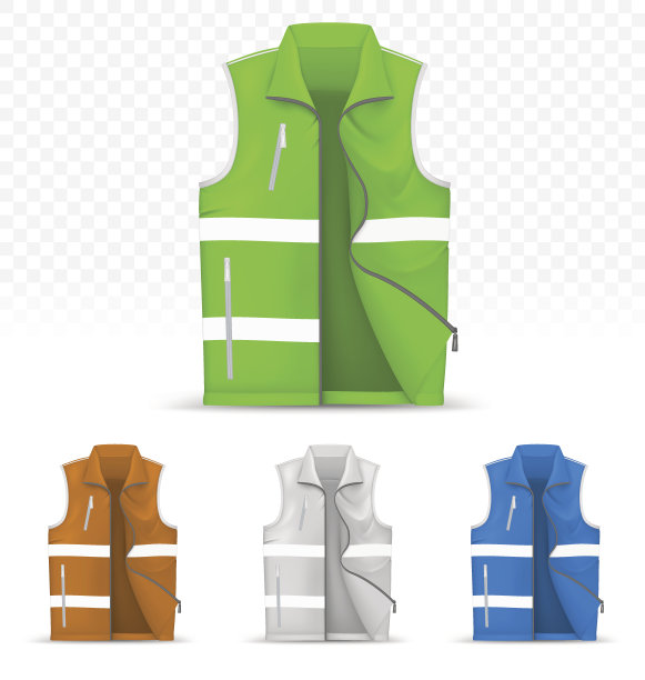 男女皆宜的反光背心隔离在透明的背景图片下载