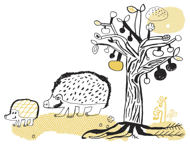 刺猬和苹果树图片下载