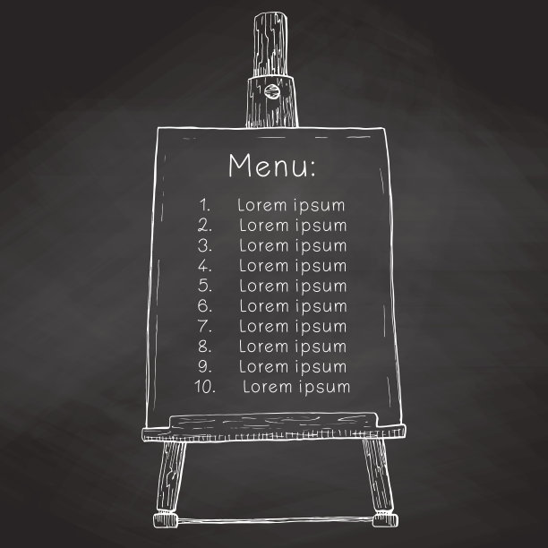 手绘画架与画布与空间到你的文本。黑色黑板上的画架。矢量插图的草图风格。图片下载