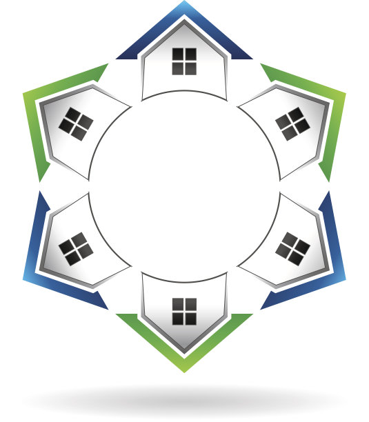 团队协作房屋组，连接概念图形插图图片下载