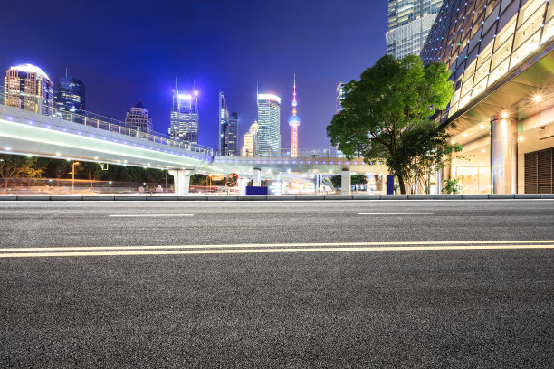 上海陆家嘴商业金融中心柏油路图片下载