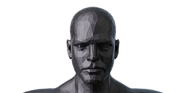 黑色人体多边形模型头图片下载