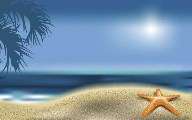 夏季背景海滩矢量插图图片下载