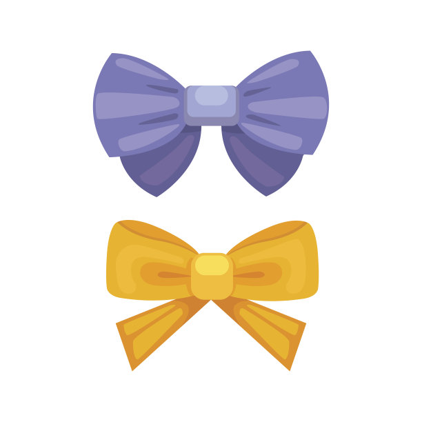 卡通可爱的礼物蝴蝶结与丝带。颜色蝴蝶领带图片下载