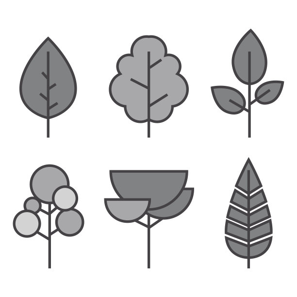 向量线树的集合。森林创意图标图片下载