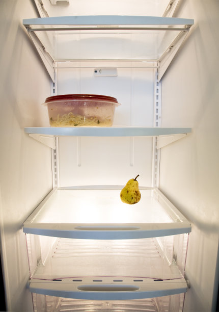 看看里面空荡荡的冰箱内部和一些腐烂的剩菜图片下载