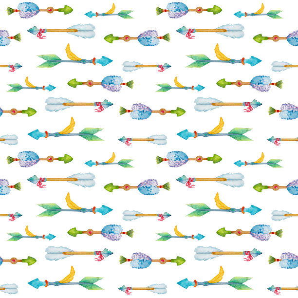 手绘箭头图案瓷砖。水彩箭头无缝模式。图片下载