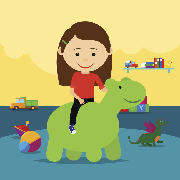 小女孩在幼儿园里玩橡胶玩具图片下载