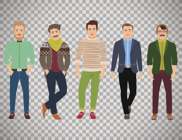 透明背景上自信的时尚男士图片下载