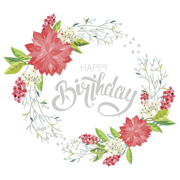 用鲜花祝贺“生日快乐”图片下载
