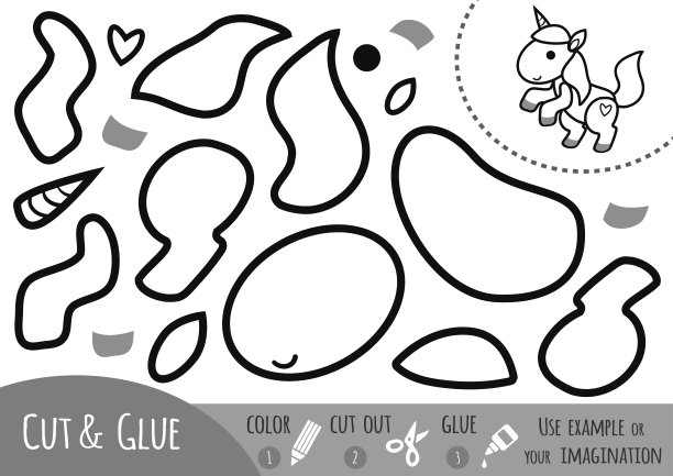 儿童教育纸游戏，独角兽图片下载