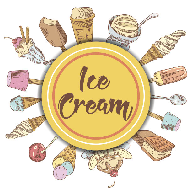 冰淇淋和甜点手绘背景图片下载