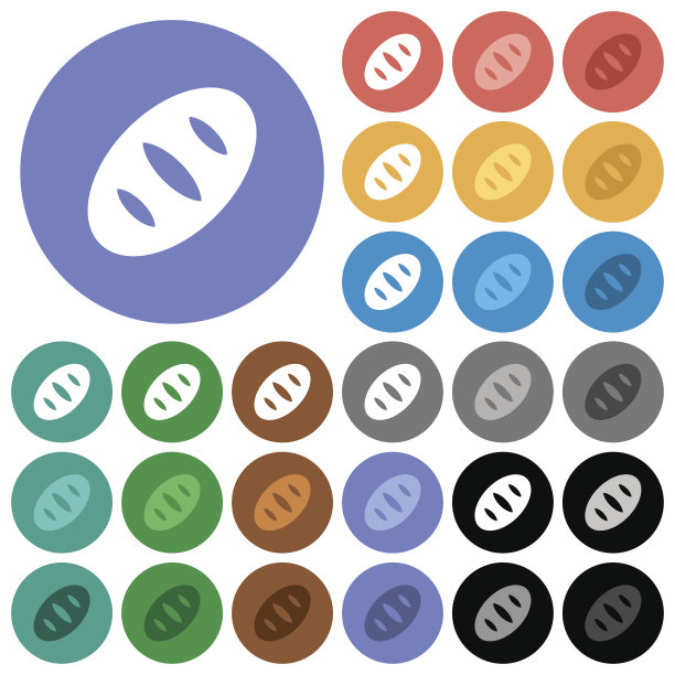 面包圆扁多色图标图片下载