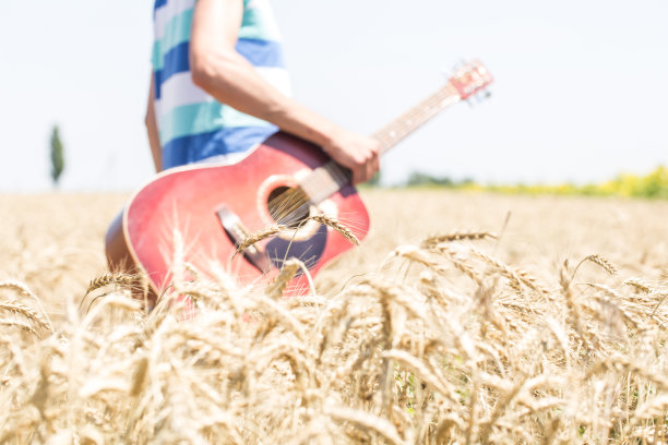 大自然中的吉他图片下载