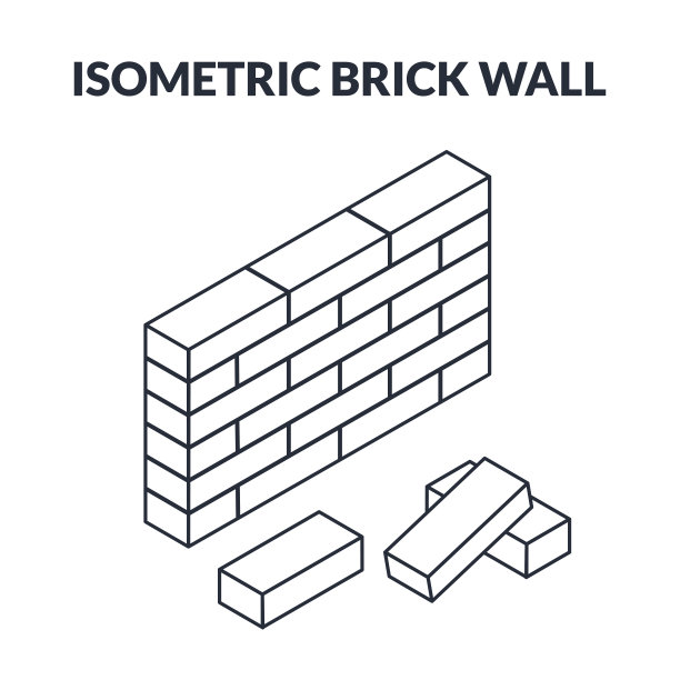 勾勒出砖块和砖墙的图标图片下载