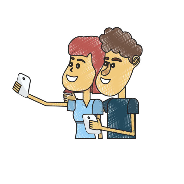 漂亮的发型和手拿智能手机图片下载