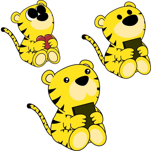 可爱可爱的小老虎宝宝卡通套装图片下载