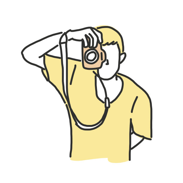 摄影师在各种姿势。手绘。画线。矢量插图。图片下载
