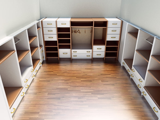 豪华的家庭内部与空的大壁橱图片下载