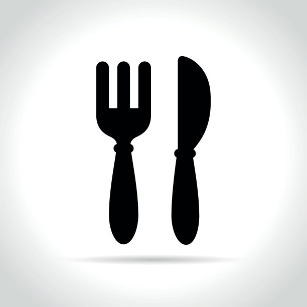 餐厅图标上的白色背景图片下载