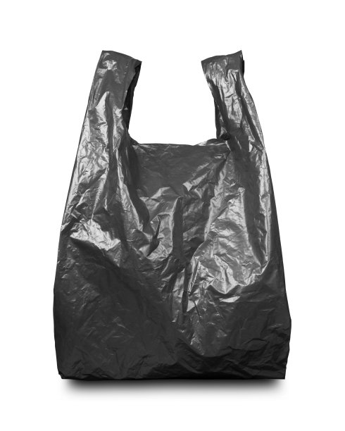 黑色塑料袋上的白色素材图片